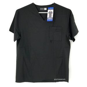 BT Supply Mens Scrub Top Large Black Short Sleeve Shirt Lightweight Pockets
